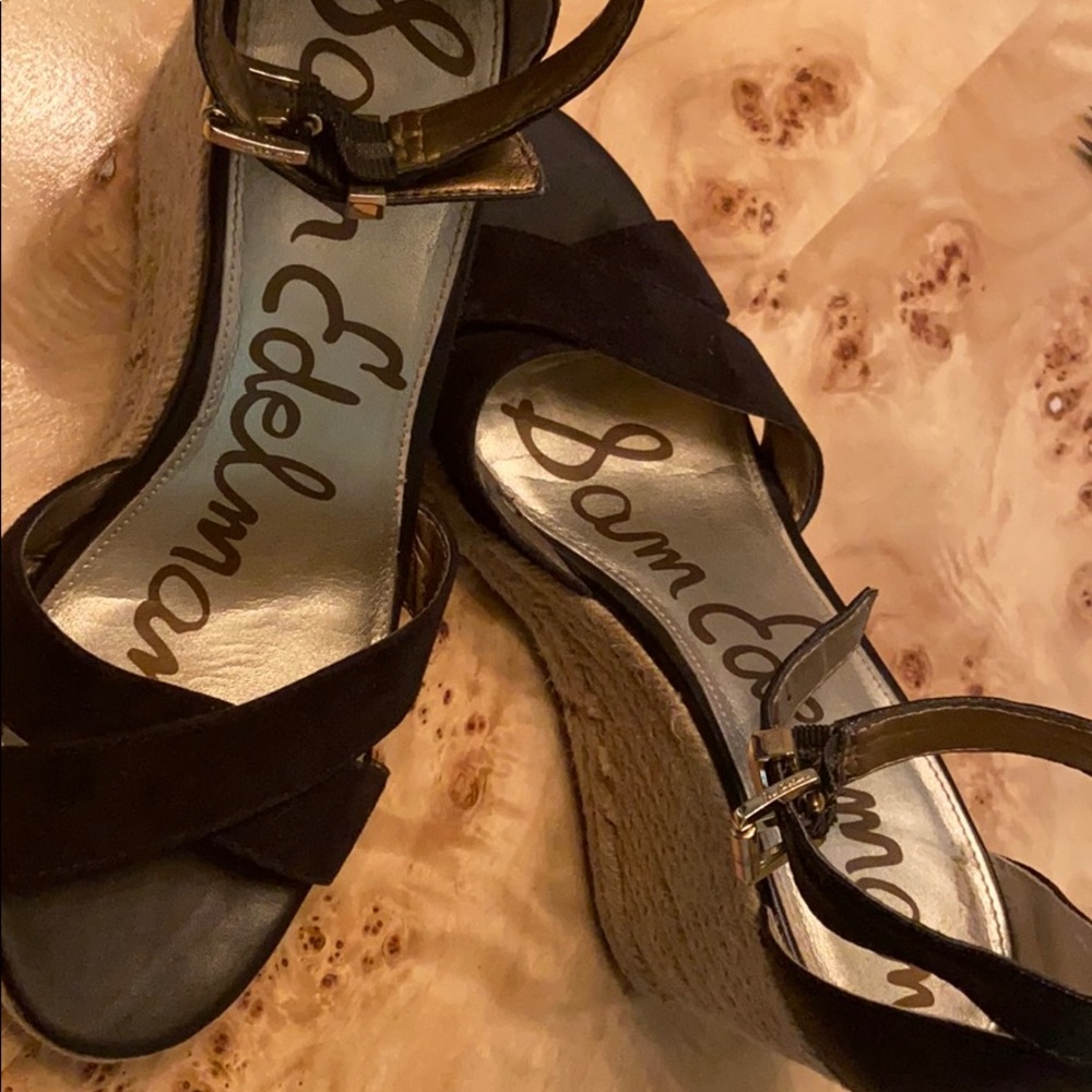 Sam Edelman Black Suede Wedges